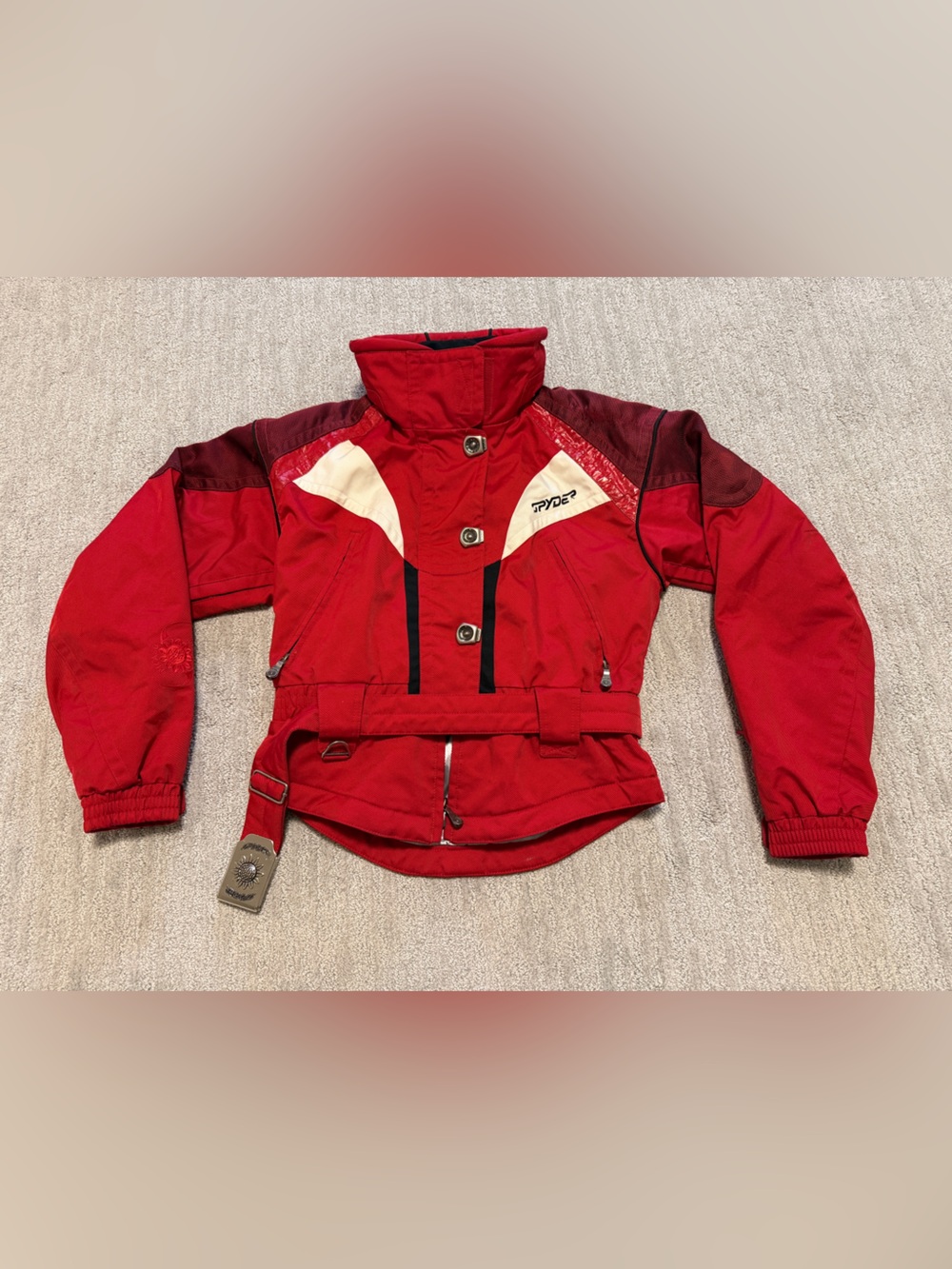 Spyder Picabo US Size 6 Womens Red Full Zip Snap Insulated Ski Snow Jacket
